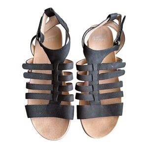 Dansko Athena Black Nubuck Women's Comfort Sandal‎  38 EU Multiple Adj Straps